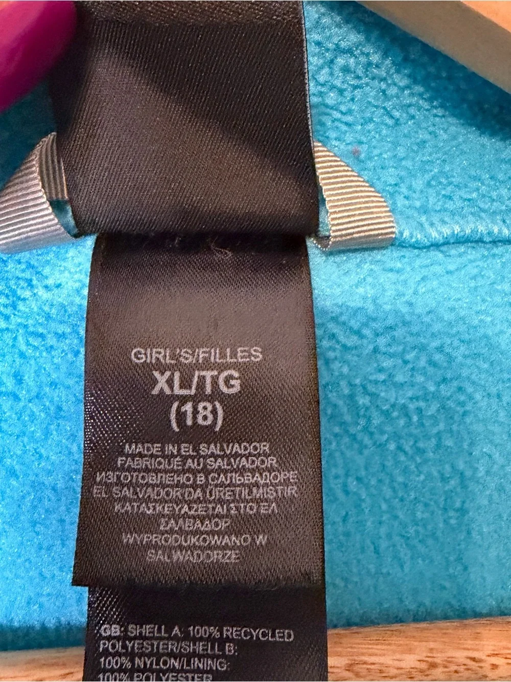 The North Face Girls XL 18 Fleece Jacket Blue Gray Full Zip Lightweight Coat